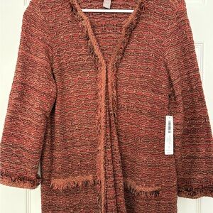 Chico's Red and Brown Textured Cardigan